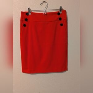 LOFT Red Pencil Skirt Knee-Length Work